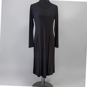LUUKAA Black Long Sleeve Bubble Hem Midi Dress LUKA8K0511 Womens US 6